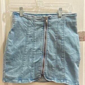 We The Free Sky Blue Denim Mini Skirt